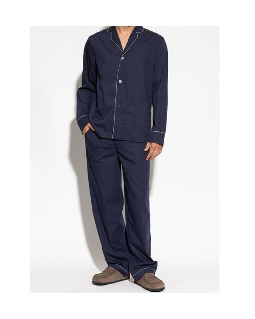 Paul Smith Blue Contrast Piped Pyjamas for men