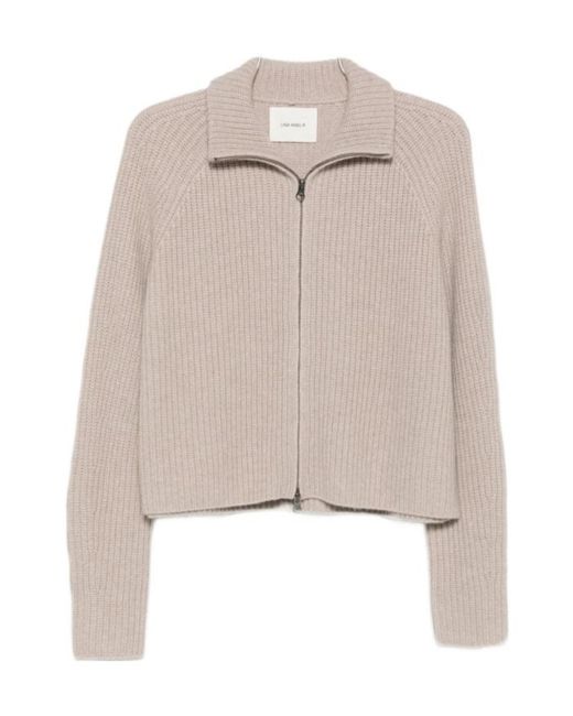 Lisa Yang Natural Long-Sleeve Zip-Up Cardigan