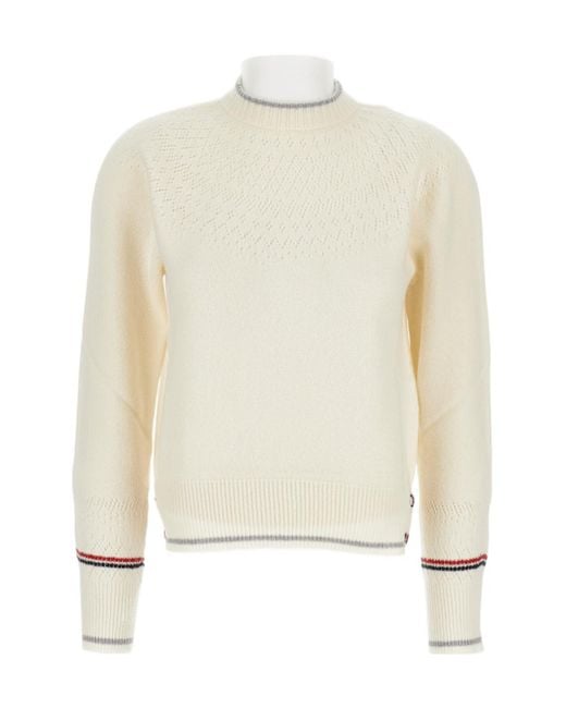 Thom Browne White Round Neck Jumper