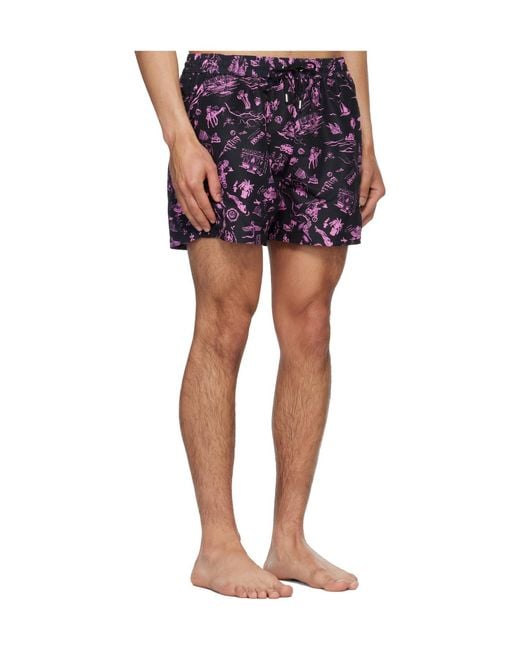 Paul Smith Blue Travel Stories Elastic Waist Swim Trunks for men