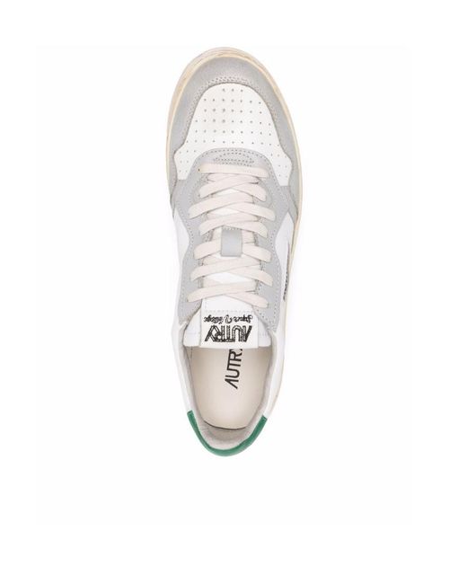 Autry White Distressed Lace-Up Sneakers for men
