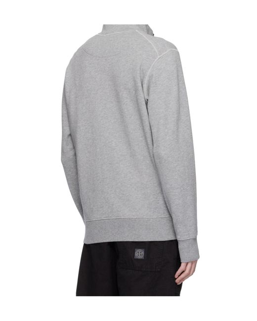 Stone Island Gray Logo-Patch Half-Zip Sweatshirt for men