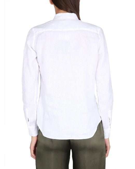 Aspesi White Pointed-Collared Buttoned Shirt