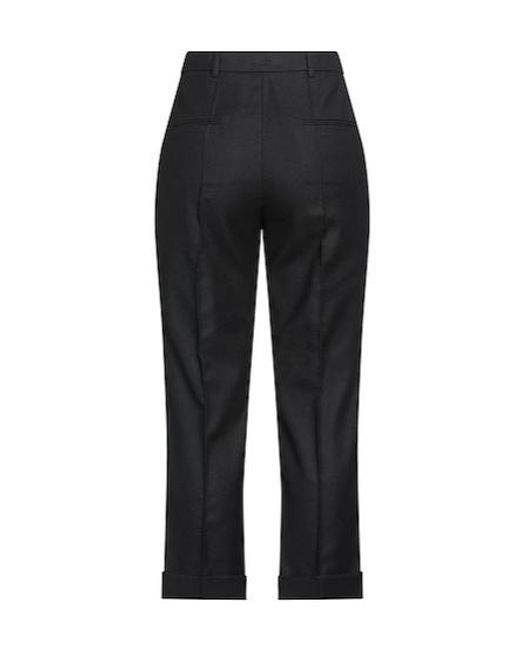 Saint Laurent Black Solid Wool Straight-Leg Trousers