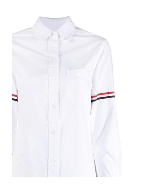 Thom Browne White Rwb Striped Buttoned Shirt