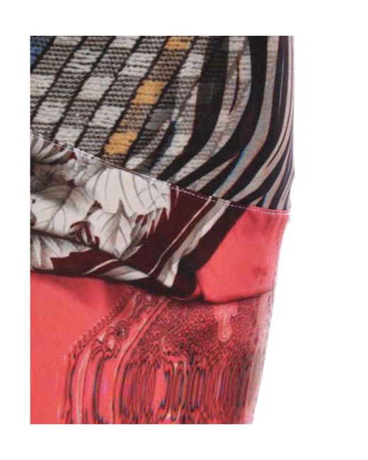 MARINE SERRE Red Graphic-Print High-Waisted Trousers