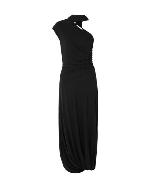 TOVE Black Liv One-Shoulder Ruched Crepe-Jersey Maxi Dress