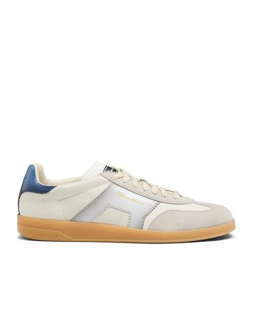 Santoni White Antoni Colourblock Panelled Lace-Up Sneakers for men