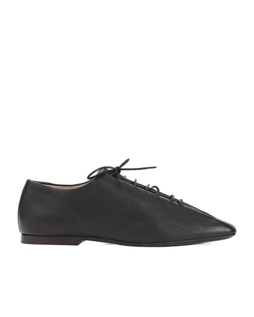 Lemaire Black Souris Folded Leather Lace-Up Derby