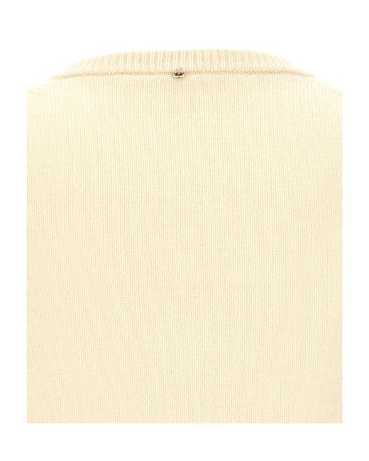 Sportmax Natural Gimmy V-Neck Knitted Top