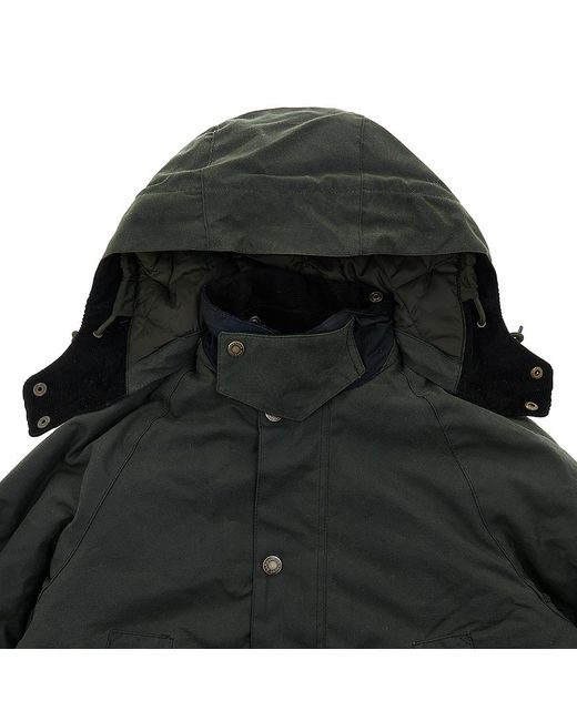Barbour Black Waxed-Effect Parka Jacket for men