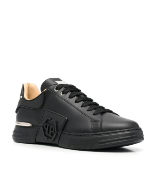 Philipp Plein Black Phantom Hexagon Lo-Top Sneakers for men