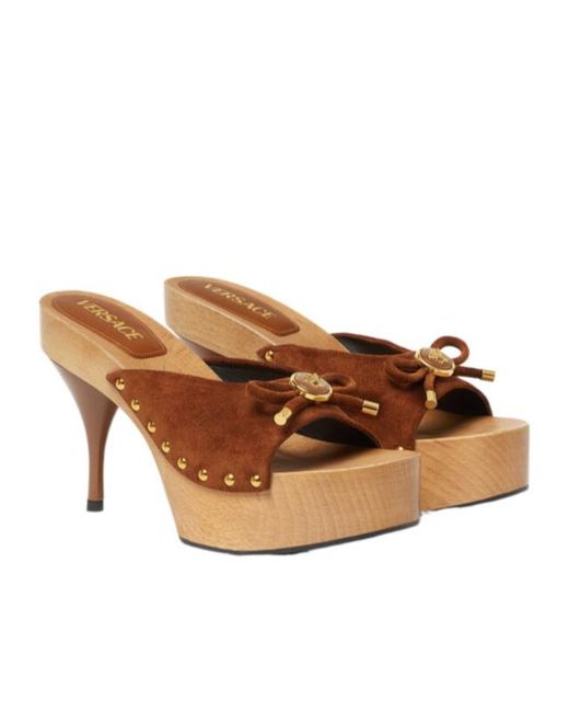 Versace Brown Platform Medusa Mules