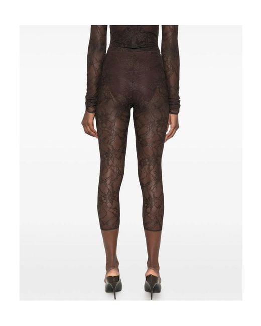 ANDAMANE Gray Loli Lace-Pattern Cropped Leggings