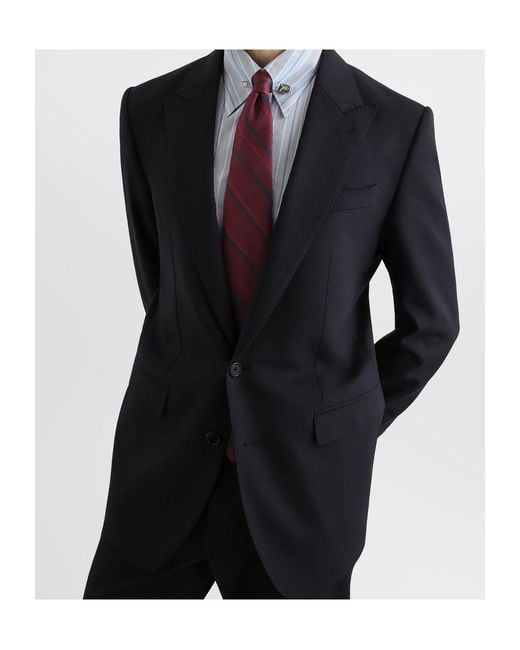 Dolce & Gabbana Black Peak-Lapel Single-Breasted Suit for men