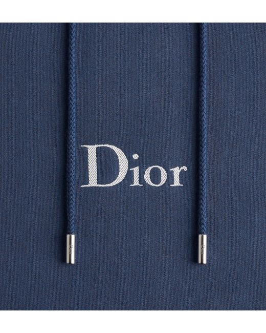 Dior Blue Homme Logo Embroidered Hoodie for men