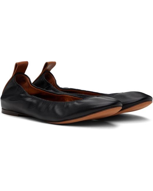 Lanvin Black Leather Ballet Flats