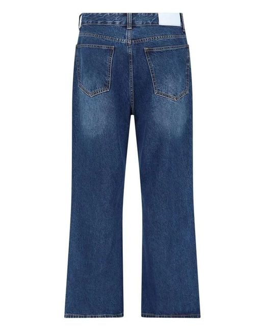 DUNST Blue Logo Patch Wide-Leg Jeans for men