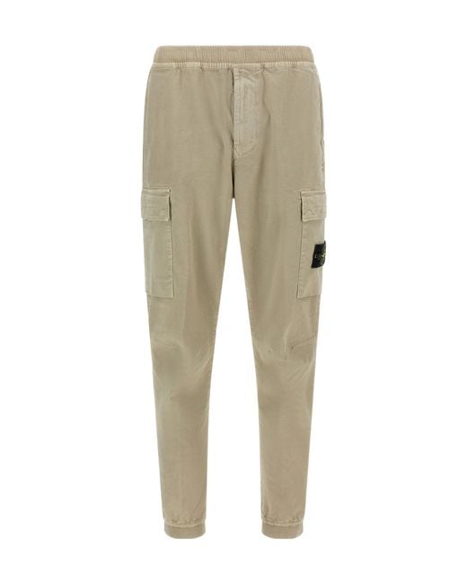 Stone Island Natural Logo Patch Straight Leg Trousers for men