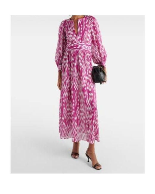 Eres Pink Tornado Balloon-Sleeve Maxi Dress