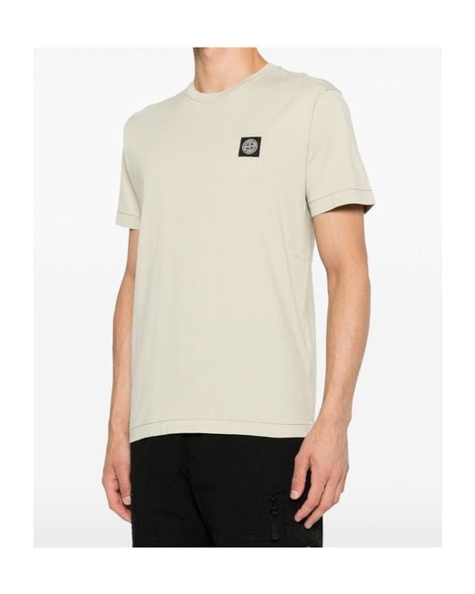 Stone Island White Logo-Patch T-Shirt for men