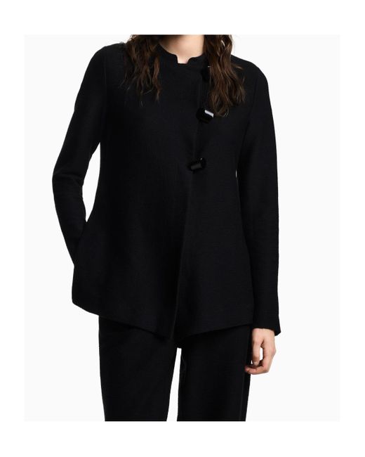 Emporio Armani Black Asymmetric-Fastening Crewneck Jacket