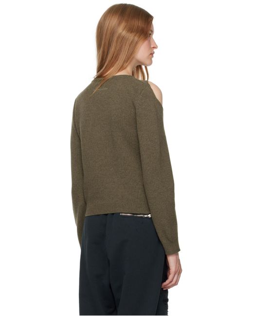 MM6 by Maison Margiela Green Crewneck Cut-Out Jumper