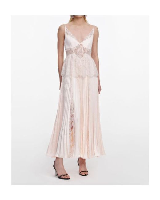Self-Portrait Multicolor Blush Satin Lace Midi Dress