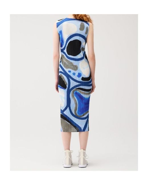 Pleats Please Issey Miyake Blue Roll Dress