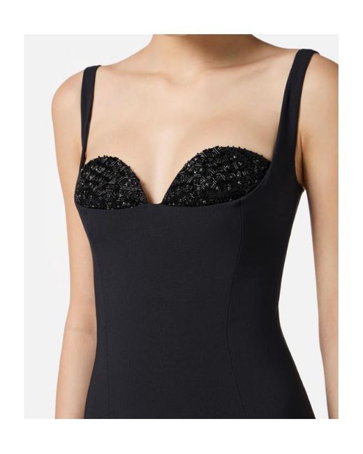 Elisabetta Franchi Blue Embellished Lightweight Crepe Dress