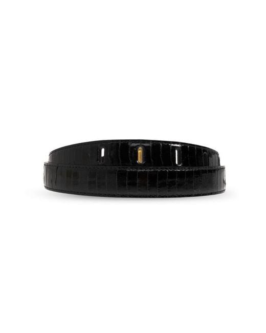 Balmain White Embossed Buckle Belt