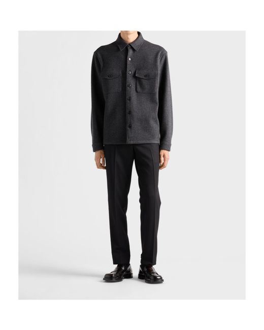 Prada Gray Wool Blend Shirt for men