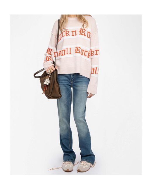 Zadig & Voltaire White Striped Crew Neck Pullover