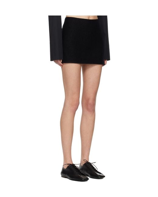 Rier Black Walker Side-Slit Wool Mini Skirt