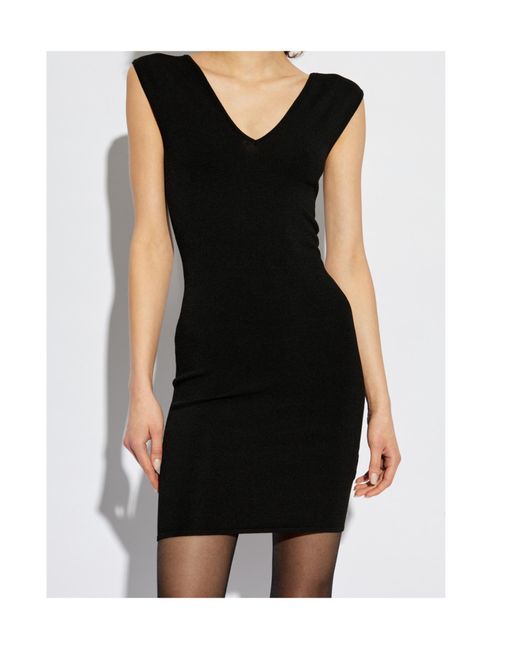 DSquared² Black Logo Plaque V-Neck Mini Dress