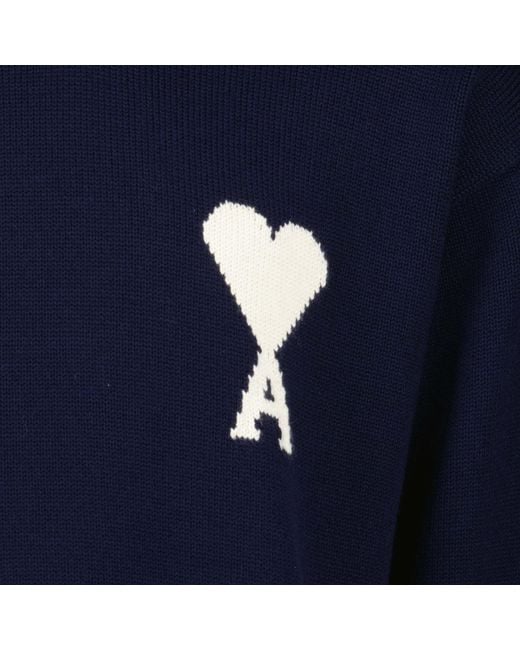 AMI Blue Ami Ami De Coeur Crewneck Jumper for men