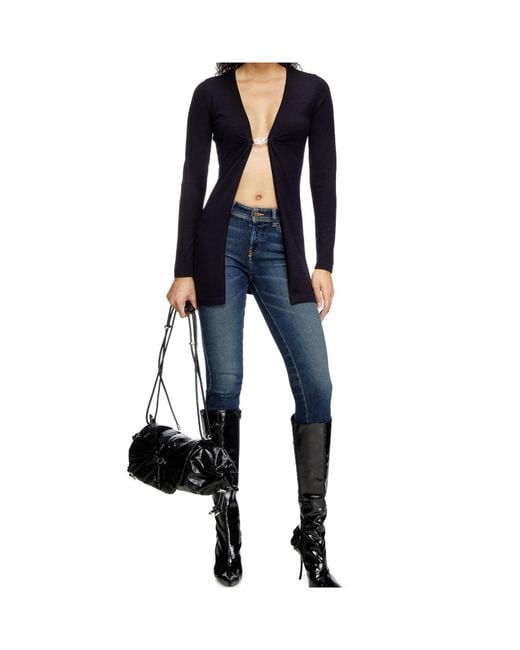 DIESEL Blue M-Pierry Knit Long Cardigan for men