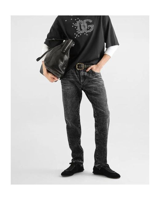 Dolce & Gabbana Black Logo-Plaque Jeans for men