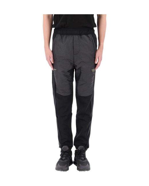Emporio Armani Black Elastic Waist Sports Pants for men
