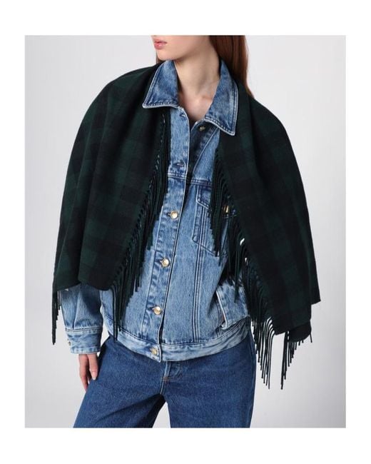 Destin Black Checked Fringe Scarf