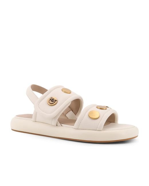 Pinko Natural Studded Logo Detail Sandals