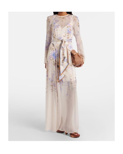 Zimmermann White Luna Belted Floral Maxi Dress