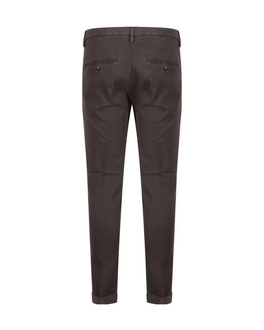 Dondup Gray Logo-Plaque Slim-Fit Trousers for men
