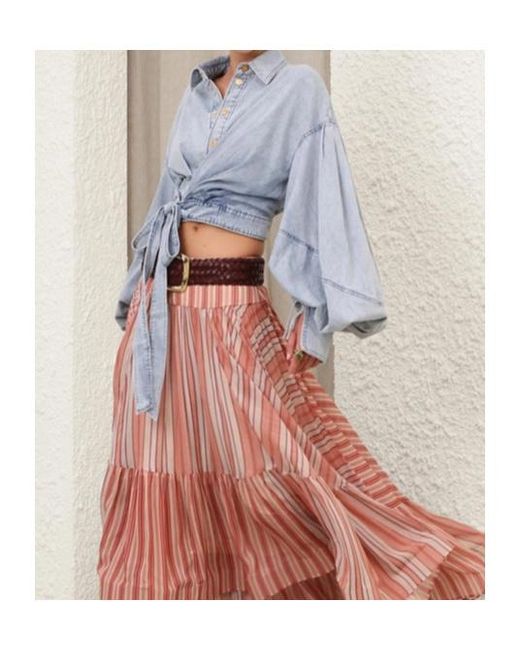 Zimmermann Blue Rebellion Denim Wrap Top