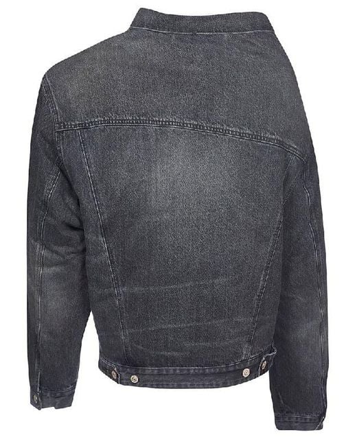 Balenciaga Gray Lapel Button Denim Jacket for men