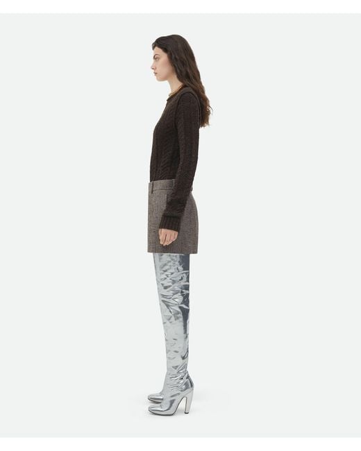 Bottega Veneta Gray Mini Pleated Skirt