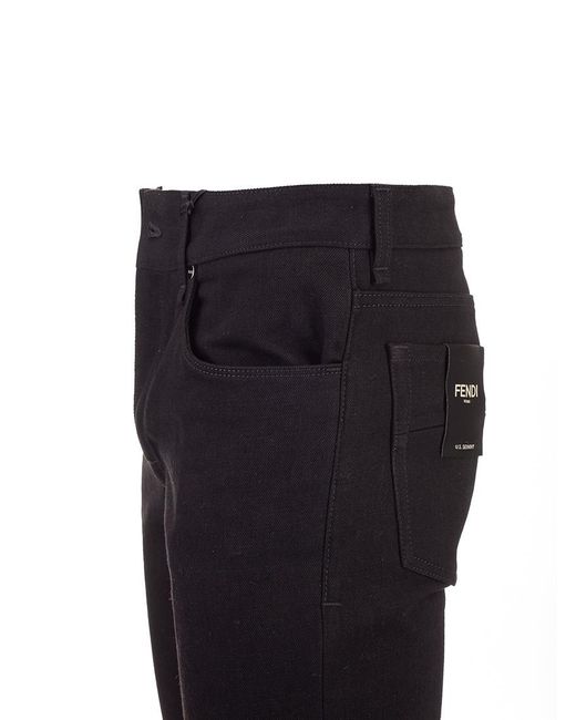 Fendi Blue Logo Patch Ff Slim-Fit Jeans for men