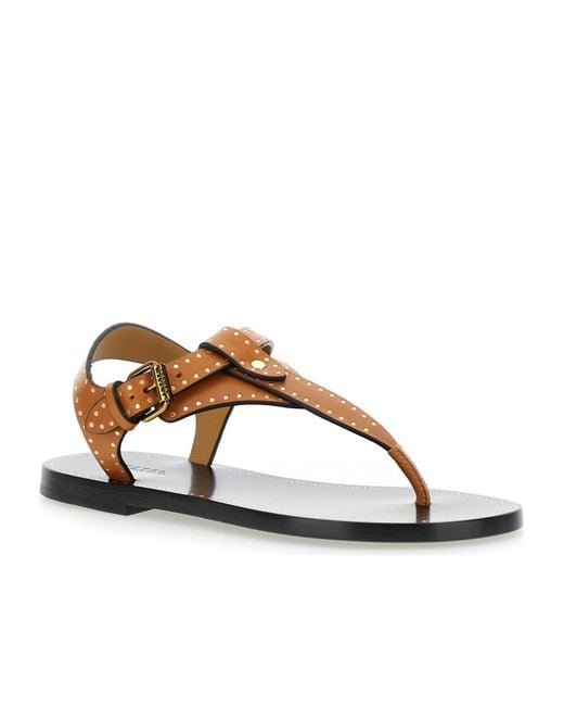Isabel Marant Brown Jooni Thong Strapped Flat Sandals