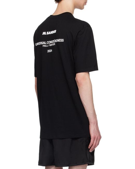 Jil Sander Black Logo-Printed Crewneck T-Shirt for men