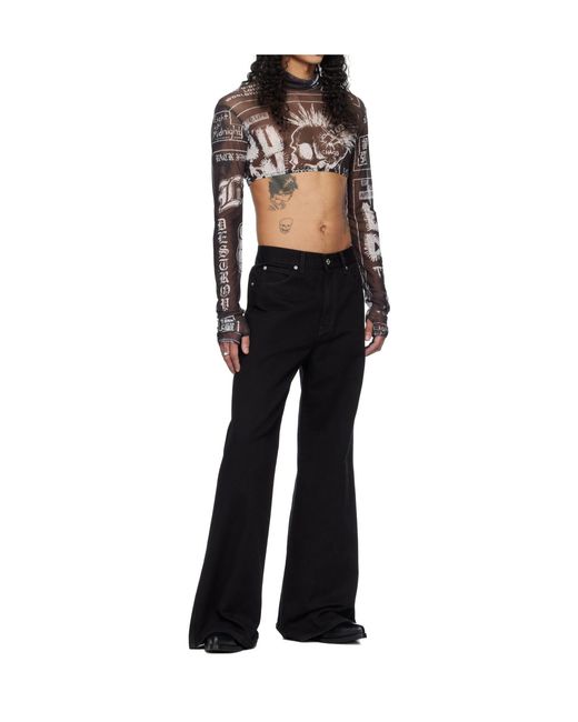 Lu'u Dan Black Mesh Crop Top for men
